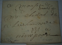 LAC Avec Marque Manuscrite De Nantes Du 16/04/1701 Pour Nieuport (nieuwpoort ) Belgique - RARE - 2 Photos - 1701-1800: Vorläufer XVIII