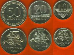 Lithuania Set Of 3 Coins: 10 - 50 Cents 1997-2014 UNC - Lituania