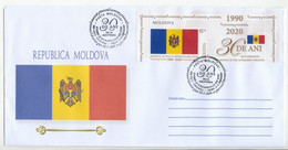 2020  Moldova ,  30 Years Since The Adoption Of Republic Of Moldova Coat Of Arms And National Flag,  Privat  FDC - Moldavia