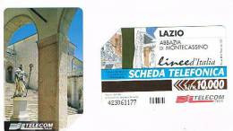 TELECOM ITALIA - C.& C. F3068 - LINEE D' ITALIA: LAZIO (ABBAZIA DI MONTECASSINO)       - USATA - Öff. Gedenkausgaben