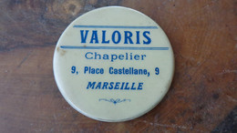 Petit Miroir , Diametre 5cm ;publicité Valoris Chapelier 9 Place Castellane Marseille (Bouches Du Rhône) - Accessoires