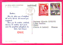 SANTE MEDECINE IONYL KENYA 10C + 5C OBLI 20 JUIN 1957 MOMBASA UN SIECLE APRES LIVINGSTONE RHINCEROS - Kenya & Uganda