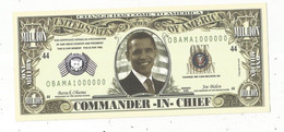 JC , Billet , FICTIF , 1 Million ,commander In Chief BARACK OBAMA , Signé JOE BIDEN ,United States Of America - Fiktive & Specimen