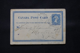 CANADA - Entier Postal Avec Repiquage Au Verso De London En 1874 Pour Montréal  - L 78807 - 1860-1899 Victoria