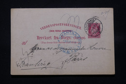 NORVÈGE - Entier Postal De Kristiania Pour Paris En 1903 - L 78823 - Postwaardestukken