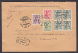 1925. LUXEMBOURG. REG-Cover With 15, 6, 30 + 4-block 25 C Charlotte  From LUXEMBOURG ... (Michel 128+) - JF368644 - Cartas & Documentos