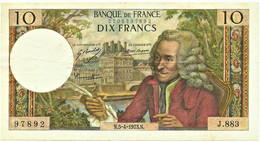 FRANCE - 10 Francs - 5.4.1973 - P 147.d - Serie J.883 - Voltaire - 10 F 1963-1973 ''Voltaire''