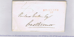 Ireland Kilkenny 1826 Letter To Castlecomer Superb 2-line KILKENNY 57 Town Mileage Stamp In Red, Rated "4" For 7 To 15 M - Préphilatélie