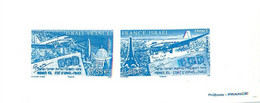 PREMIER VOL ETAT D' ISRAEL FRANCE - ISRAEL- FRANCE 0,55 € & FRANCE -ISRAEL 0,85 € - EPREUVE DE LUXE - 1948-2008 - Cartas & Documentos