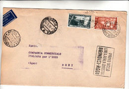 Brindisi Per Rodi, Primo Volo Linea Aerea Diretta - BRINDISI : RODI Cover 1933 - Storia Postale (Posta Aerea)