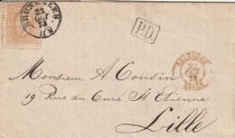 Cachet D'entrée Belgique/Lille Sur Lettre De Bruxelles 1873 - Entry Postmarks