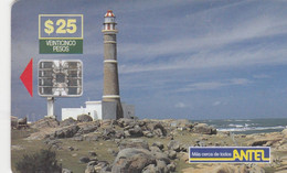 Uruguay TC 038a, $25,  Lighthouse, Cabo Polonio. - Uruguay