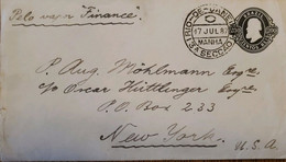 A) 1887, BRAZIL, PELO VAPOR FINANCE, FROM RIO DE JANEIRO TO NEW YORK-UNITED STATES, POSTAL STATIONARY - Storia Postale