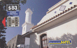 Uruguay TC 043a, $83,  Colonia Del Sacramento Lighthouse, 2 Scans. - Uruguay