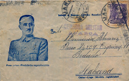 1938 , ASTURIAS ,  SOBRE PATRIÓTICO CIRCULADO ENTRE LUARCA Y LA HABANA , CENSURA MILITAR DE LUARCA , LLEGADA - Storia Postale