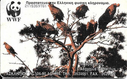 CARTE-PUCE-GRECE-WWF-100DRS-GEm2--OISEAU-VAUTOUR MOINE-100000Ex-Utilisé-TBE RARE - Sperlingsvögel & Singvögel