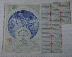 Tres Déco Paris France, Statuts Et Siege Social à Paris, Illustrée Par Mucha, Obligation Bleue De 1920 - Textiel