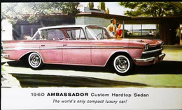 ► RAMBLER Pink Ambassador Sedan 1960  - Automobile Publicity   (Litho In U.S.A.) - American Roadside