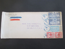 Dom.Rep. Dominica 1928 / 29 Luftpost / Air Mail Santiago - New York Correo Aero Mit Blauem Stempel. Dominikanische Repub - Dominicaine (République)