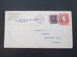USA 1906 Ganzsachen Umschlag Mit Zusatzfrankatur Nr. 140 Andrew Jackson Per SS Kronprinz Wilhelm Via England Schiffspost - Briefe U. Dokumente