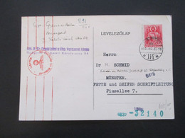 Ungarn 1941 Postkarte Mit OKW Zensur / Roter Zensurstempel / Mehrfachzensur Budapest - Münster Westfalen - Covers & Documents