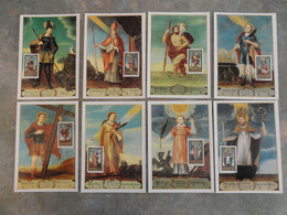 CARTE MAXIMUM 14 CM VITRAUX AVEC DIFFERENTS SAINTS LIECHTENSTEIN - Verres & Vitraux