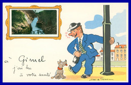 Illustration JEAN DE PREISSAC - Fantaisie Montage - " A GIMEL J'ai Bu à Votre Santé " - Poivrot - Ivrogne - Chien - Preissac