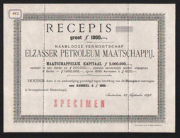 Elzasser Petroleum Maatschappij - Specimen - 1896 - Aardolie