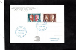 Cachet Bleu 1965  PARIS U.N.E.C.O.   Sur Timbre De Service  YT 24 & YT 26 Sur CP UNESCO - Covers & Documents