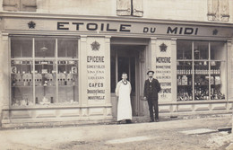 11 - AUDE - ESPERAZA - ETOILE DU MIDI - Rue De La Gare - Epicerie Mercerie Bonneterie Vins - Carte Photo - Très Bon état - Bram