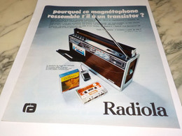 ANCIENNE PUBLICITE MAGNETOPHONE RADIO RADIOLA 1974 - Other & Unclassified