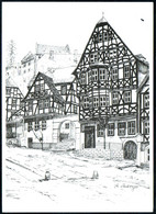 E4345 - Miltenberg Haus Claudius - A. Neuborger Künstlerkarte Tuschezeichnung - Miltenberg A. Main