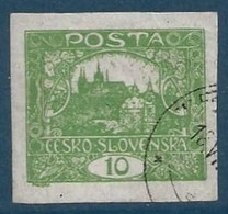 Tchecoslovaquie N°6 Obl 10c Vert Jaune TTB Signé Gilbert & POFOS - Ungebraucht