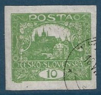 Tchecoslovaquie N°6 Obl 10c Vert Jaune TTB Signé Gilbert & POFOS - Unused Stamps