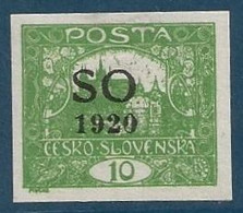 POLOGNE (SILESIE ORIENTALE) 1920 N° 2B  10 H Vert-jaune  (Timbre De Tchécoslovaquie) RRR - Silezië