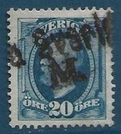 SUEDE Oscar II N°66 20 Ore Obl "FRA SVERIGE M" De Paquebot TTB - Used Stamps