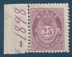 Norvege N°53B* 25 Ore Bdfeuille Daté 1898 Très Frais - Nuevos