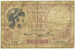 FRANCE - 5 Francs - 28.09.1939 - P 83 - " Violet " - 5 F 1917-1940 ''Violet''