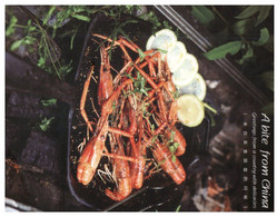 (X 14 A) Postcard Posted From China To Australia (with Many Stamps) Prawns - Gebraucht