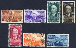 1936 ETIOPIA VITTORIO EMANUELE III N.1/7 USATI SPLENDIDI - USED SET COMPLETE - Ethiopia