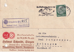 ALLEMAGNE 1937 CARTE DE SIEGEN - Covers & Documents