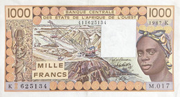 West African States 1.000 Francs, P-707Kh (1987) - Extremely Fine - SENEGAL Issue - États D'Afrique De L'Ouest