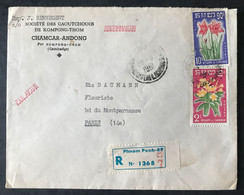 Cambodge N°104 Et 106 Sur Enveloppe Recommandé 28.9.1961 Pour Paris - (B3117) - Cambodge