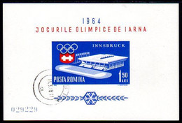 ROMANIA 1963 Insbruck Winter Olympics Block Used  Michel Block 55 - Gebruikt