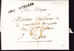 Um 1795 Faltbrief Mit Stempel ARM. D'ITALIE. Milano Nach Paris - Sellos De La Armada (antes De 1900)