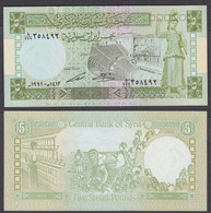 Syria 5 Pounds Year 1991 / AH1412 , P-100e, Nice Banknote In UNC Condition - Syrië