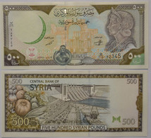 Syria 500 Pounds Year 1998 / 1998/AH1419, P-110b, With Map Behind, UNC - Syria