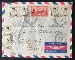 Cambodge N°29 Et N°43 (x6)sur Enveloppe De Phnom Penh 13.7.1957 Pour Ajaccio, Corse - (B3234) - Camboya