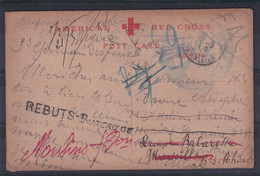 1919 - CROIX-ROUGE - CP FM AMERICAN RED CROSS => HOPITAL TEMPORAIRE N° 81 à MONTLUCON ALLIER => MARSEILLE => REBUTS !! - Rotes Kreuz