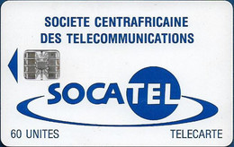 Central African Rep. - Socatel - Logo Blue (Tarifs On Reverse), SC7, 60Units, Used - Repubblica Centroafricana